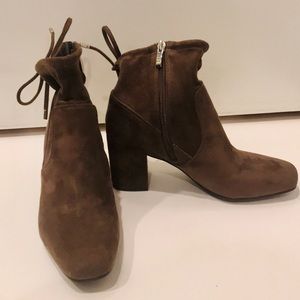 Chic chocolate brown micro suede booties!